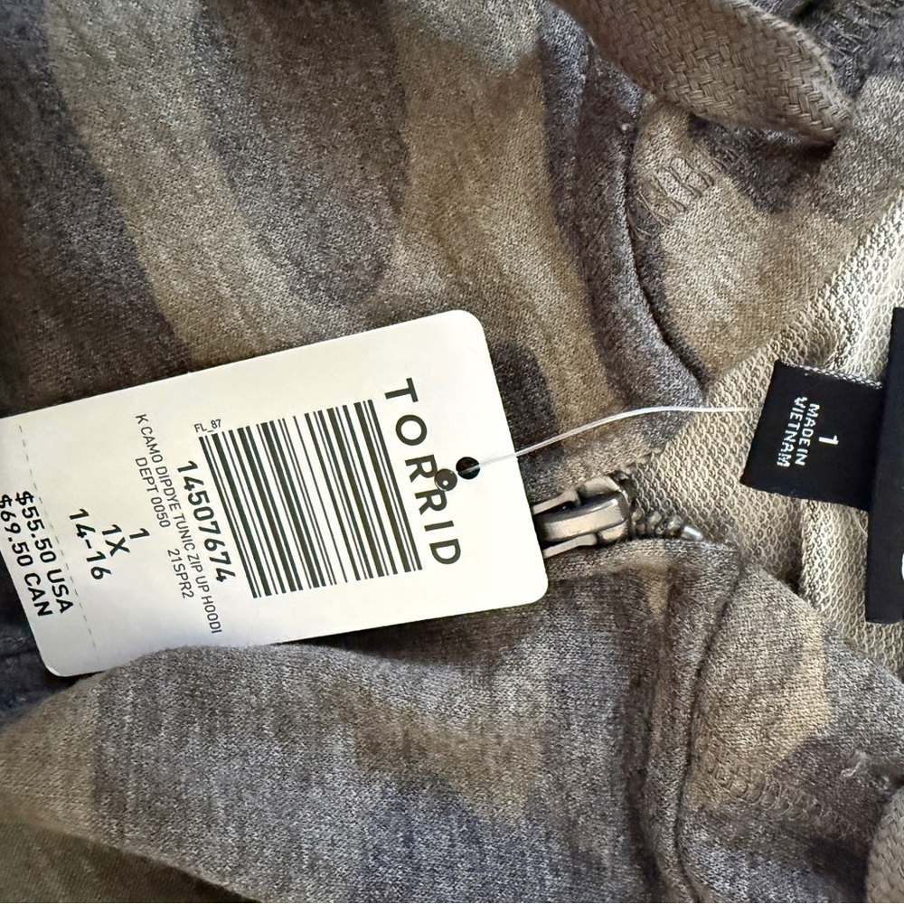 Active Seller! Torrid Camo Tunic Hoodie Zip-Up Jacket Torrid Size Plus NWT - Picture 2 of 6